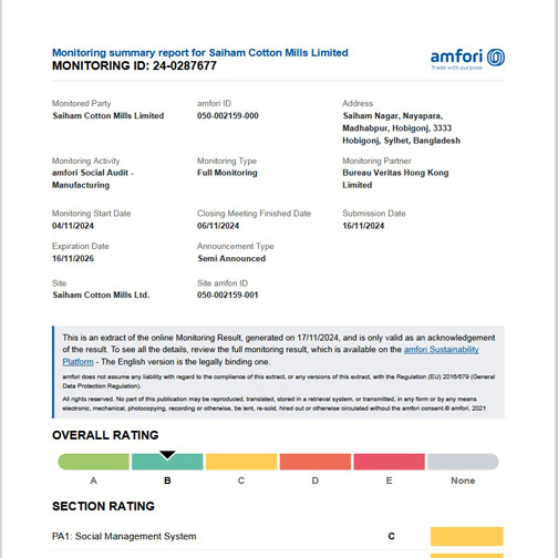BSCI Certificate